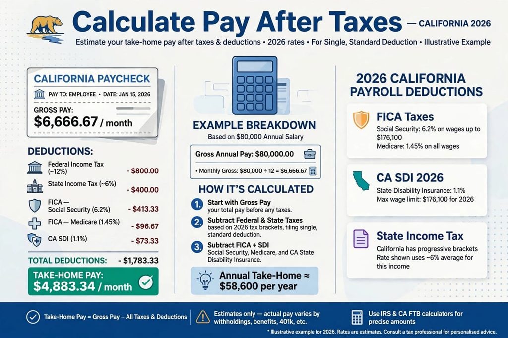 calculate pay after taxes california 2026